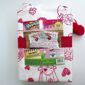 Shopkins Adorbs 3-Pack Sheet Set Twin Pink  White